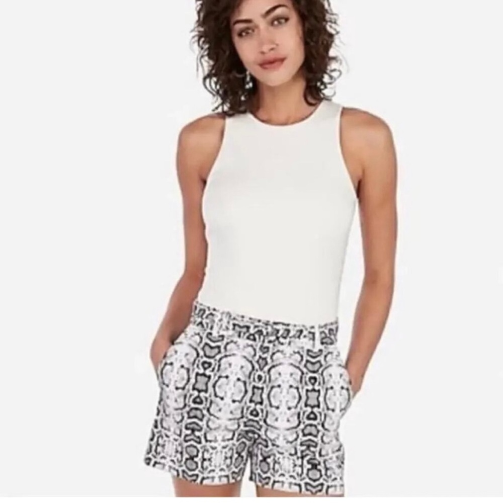 Express High Waist Black and White Shorts